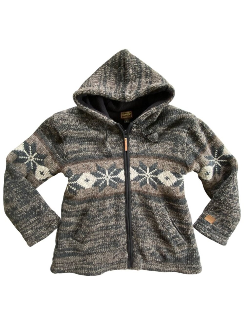 Kyber Outerwear 100% Wool Fleece Lined Jacket Hoodie Sweater Gray Nordic M